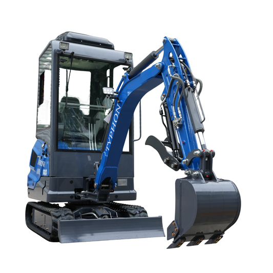 TYPHON TERROR XVII PRO Cabin Mini Excavator Kubota D902 Diesel Retractable Tracks Boom Swing AC & Heater