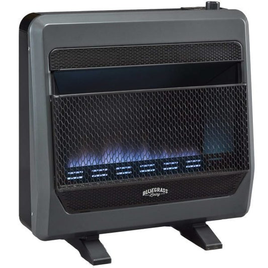 Bluegrass Living Natural Gas Vent Free Blue Flame Gas Space Heater With Blower and Base Feet – 30,000 BTU, T-Stat Control – Model# B30TNB-BB