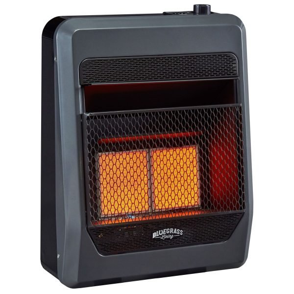Bluegrass Living Natural Gas Vent Free Infrared Gas Space Heater With Blower and Base Feet – 20,000 BTU, T-Stat Control – Model# B20TNIR-BB