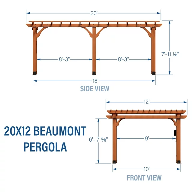 Backyard Discovery 20′ x 12′ Beaumont Pergola – Premium Cedar Wood, Sturdy & Elegant Design