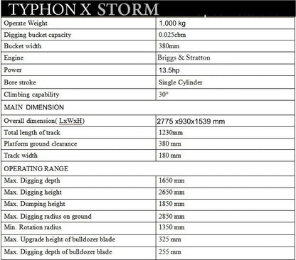 TYPHON TERROR X STORM Mini Excavator – 1 Ton Trench Digger with Canopy, 380mm Wide Bucket
