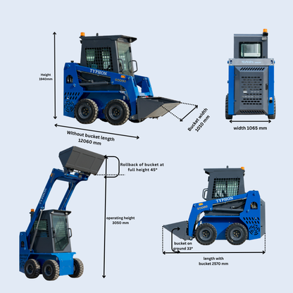 TYPHON STOMP 509 Mini Skid Steer 1.4ton with Kubota D1105  25hp  water cooled 4-Cycle Diesel engine