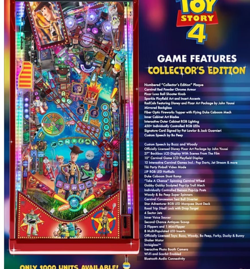 JJP Toy Story 4 Collector’s Edition Pinball Machine