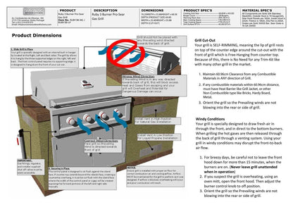 Sunstone Ruby 3 Burner Gas Grill