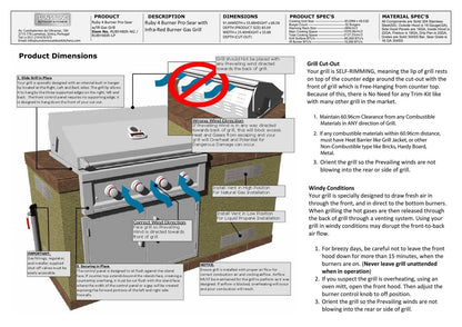 Sunstone Ruby 4 Burner Gas Grill With Infrared
