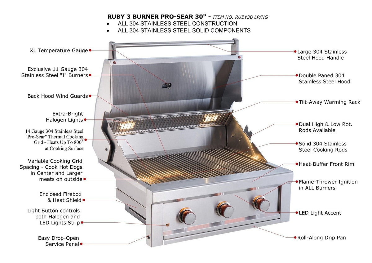 Sunstone Ruby 3 Burner Gas Grill