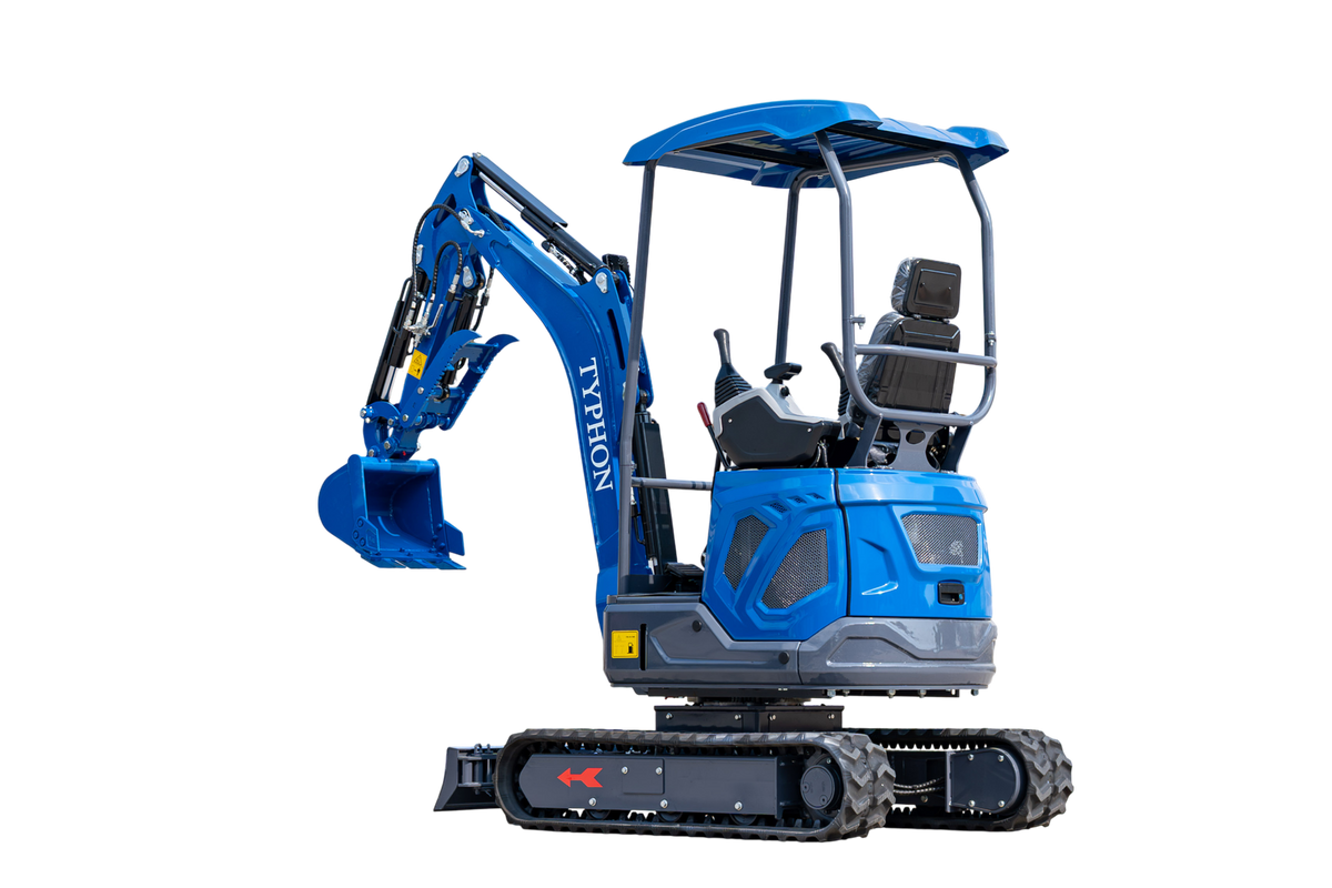 New TYPHON TERROR XIX STORM Mini Excavator 4000lbs 20.4hp Kubota D902 engine  Trench Digger with Boom Swing, Canopy, Retractable Tracks