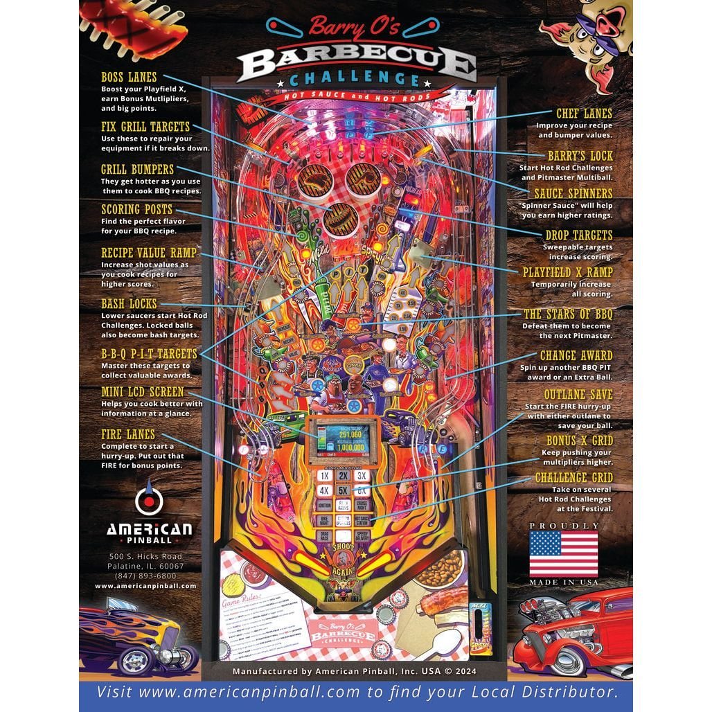 American Pinball Barry O’s BBQ Challenge Classic Pinball Machine