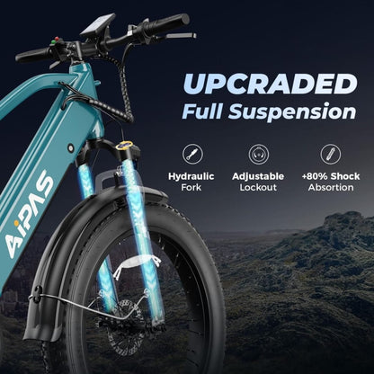 Aipas M2 Xterrain Electric Bike – Matte Black | All-Terrain E-Bike with Powerful Motor