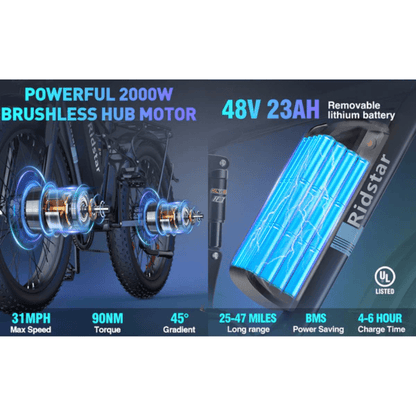 Ridstar E26 Pro Dual Motor 2000W 48V 23AH / E26 1000W 48V 15.6AH E-Bike