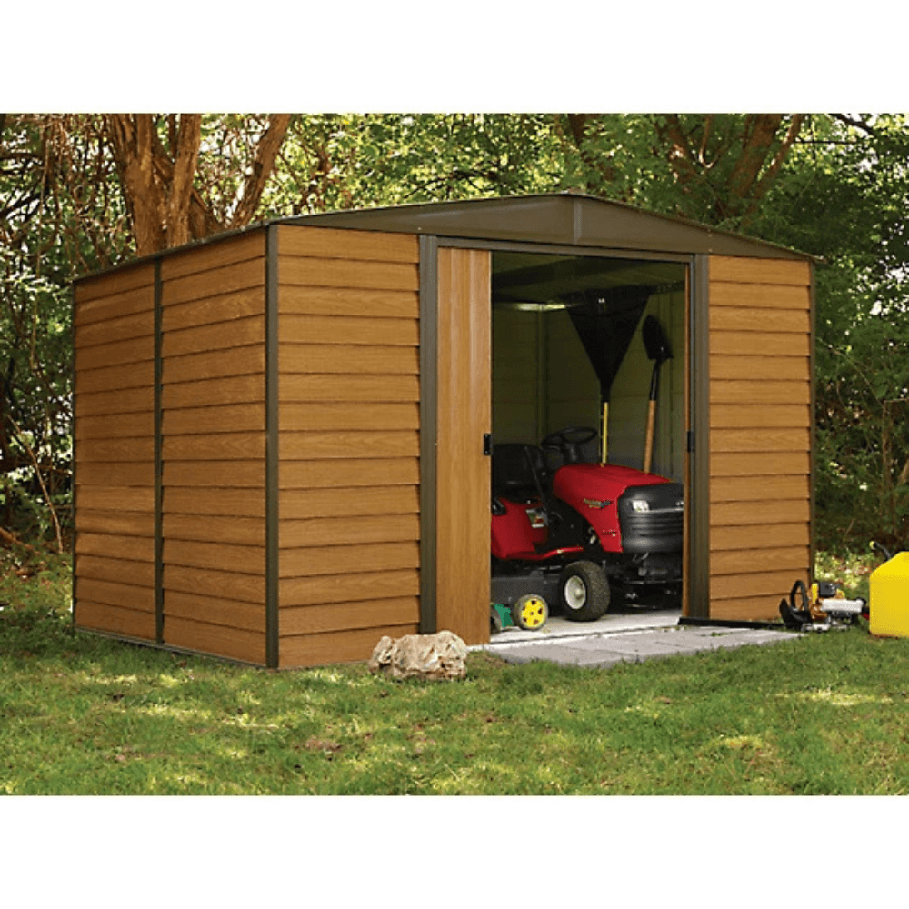 Arrow 10 ft. x 8 ft. Woodridge Shed – Durable Metal Storage with Woodgrain Finish