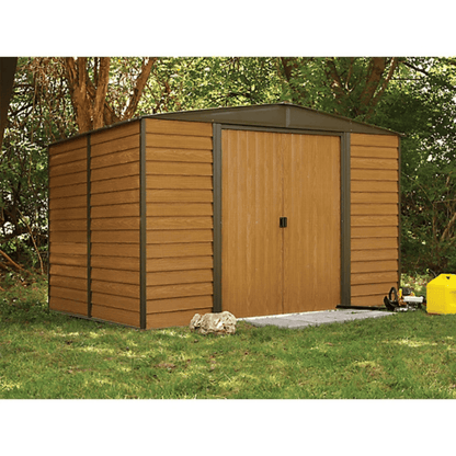 Arrow 10 ft. x 8 ft. Woodridge Shed – Durable Metal Storage with Woodgrain Finish