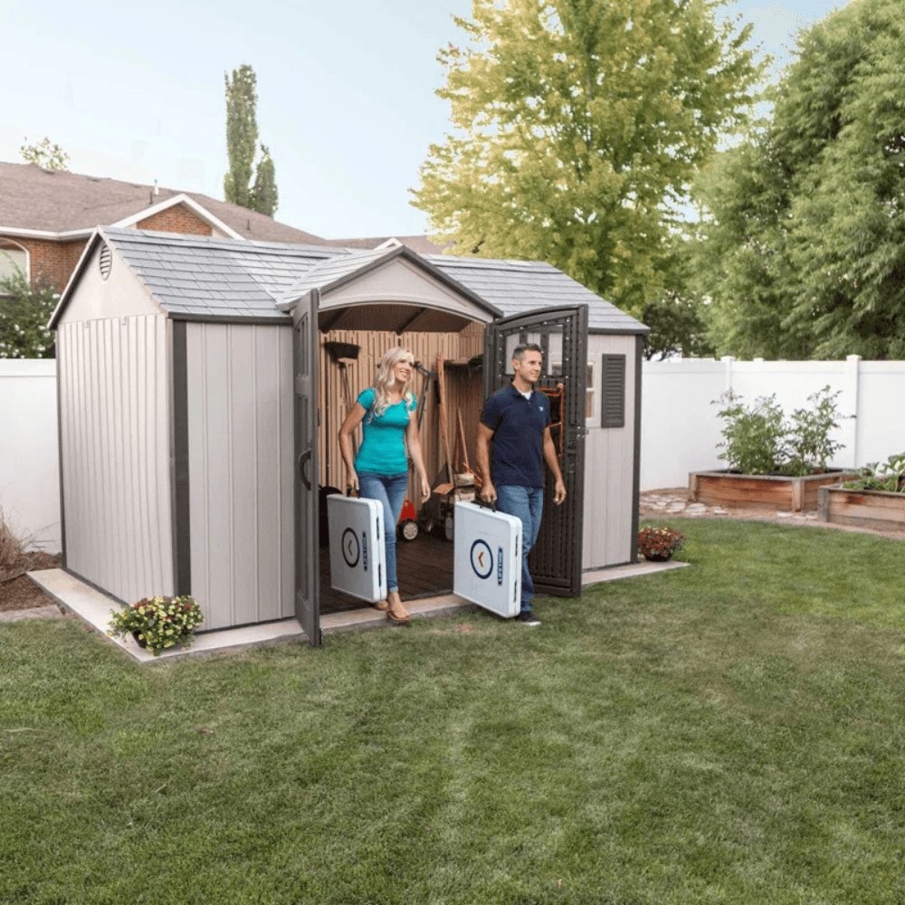 Lifetime 12.5 Ft. x 8 Ft. High-Density Polyethylene (Plastic) Outdoor Storage Shed with Steel-Reinforced Construction