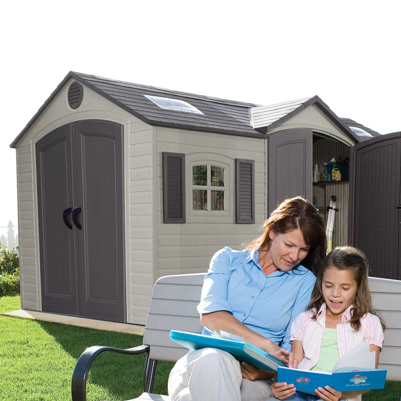 Lifetime 15 Ft. x 8 Ft. High-Density Polyethylene (Plastic) Outdoor Storage Shed with Steel-Reinforced Construction