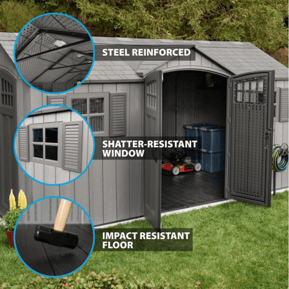 Lifetime 15′ x 8′ Rough Cut Backyard Storage Shed With Floor (60318)