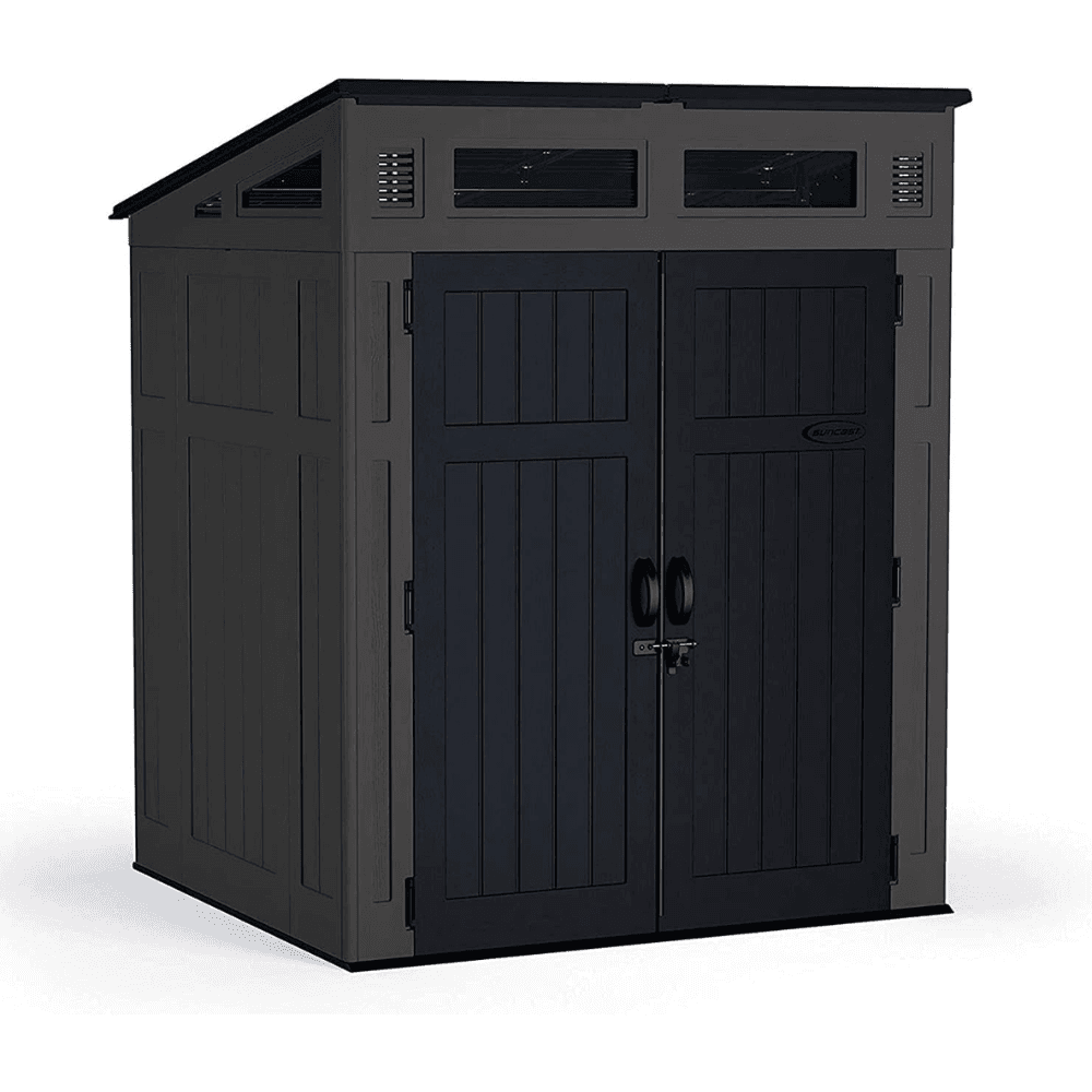 Suncast Modernist 6 ft. x 5 ft. Resin Vertical Pent Storage Shed with Floor Kit
