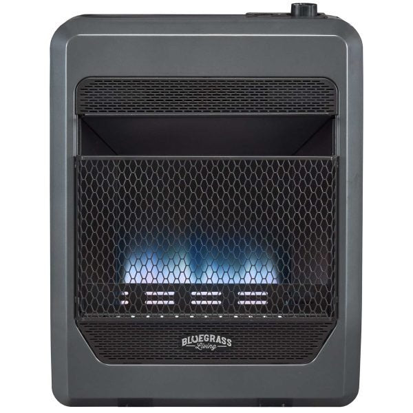 Bluegrass Living Natural Gas Vent Free Blue Flame Gas Space Heater With Blower and Base Feet – 20,000 BTU, T-Stat Control – Model# B20TNB-BB