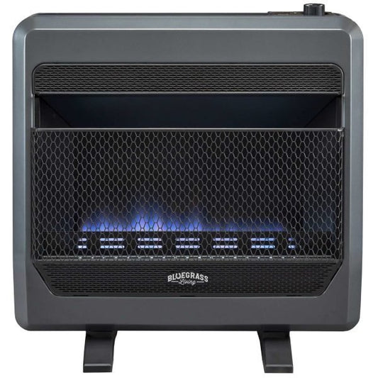 Bluegrass Living Natural Gas Vent Free Blue Flame Gas Space Heater With Blower and Base Feet – 30,000 BTU, T-Stat Control – Model# B30TNB-BB