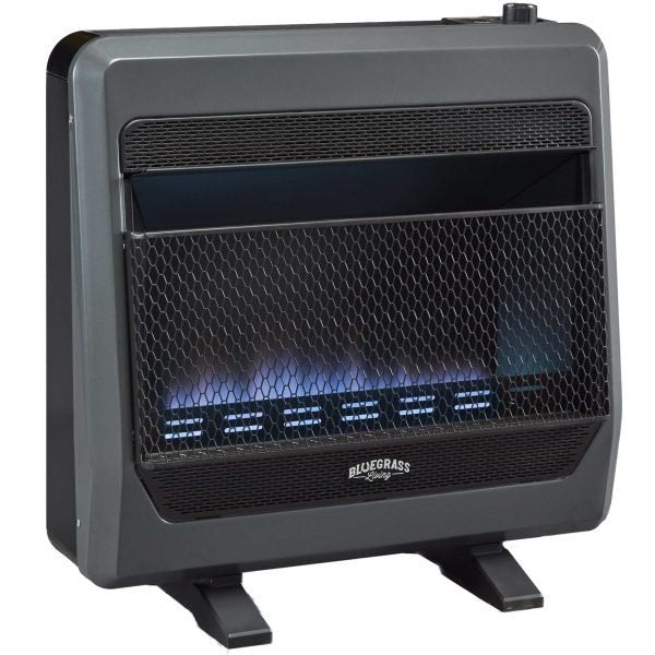 Bluegrass Living Natural Gas Vent Free Blue Flame Gas Space Heater With Blower and Base Feet – 30,000 BTU, T-Stat Control – Model# B30TNB-BB