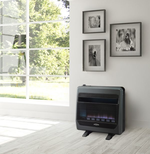 Bluegrass Living Natural Gas Vent Free Blue Flame Gas Space Heater With Blower and Base Feet – 30,000 BTU, T-Stat Control – Model# B30TNB-BB