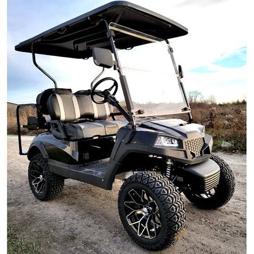 Terminator 48v Electric Golf Cart Four Seater – Massive Rims/Tires Flip Seat – Optionally Fully Loaded – Black Model