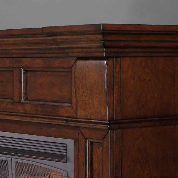 Duluth Forge Dual Fuel Ventless Gas Fireplace With Mantel – 32,000 BTU, T-Stat. Control, Auburn Cherry Finish – Model# DFS-400T-2AC