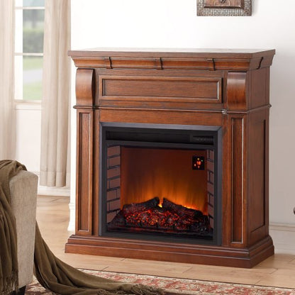 Duluth Forge Full Size Electric Fireplace – Remote Control, Auburn Cherry Finish – Model# EL1350-2-AC