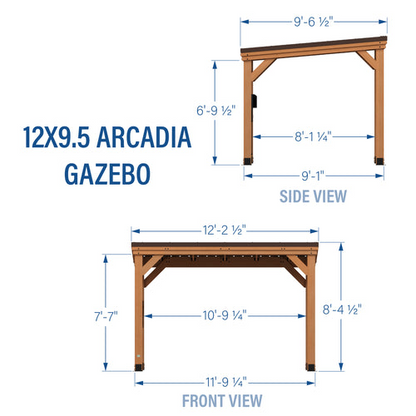 Backyard Discovery 12′ x 9.5′ Arcadia Slope Roof Cedar Gazebo with PowerPort